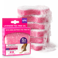 Spongeables front packaging showing lavender sponges and travel benefit