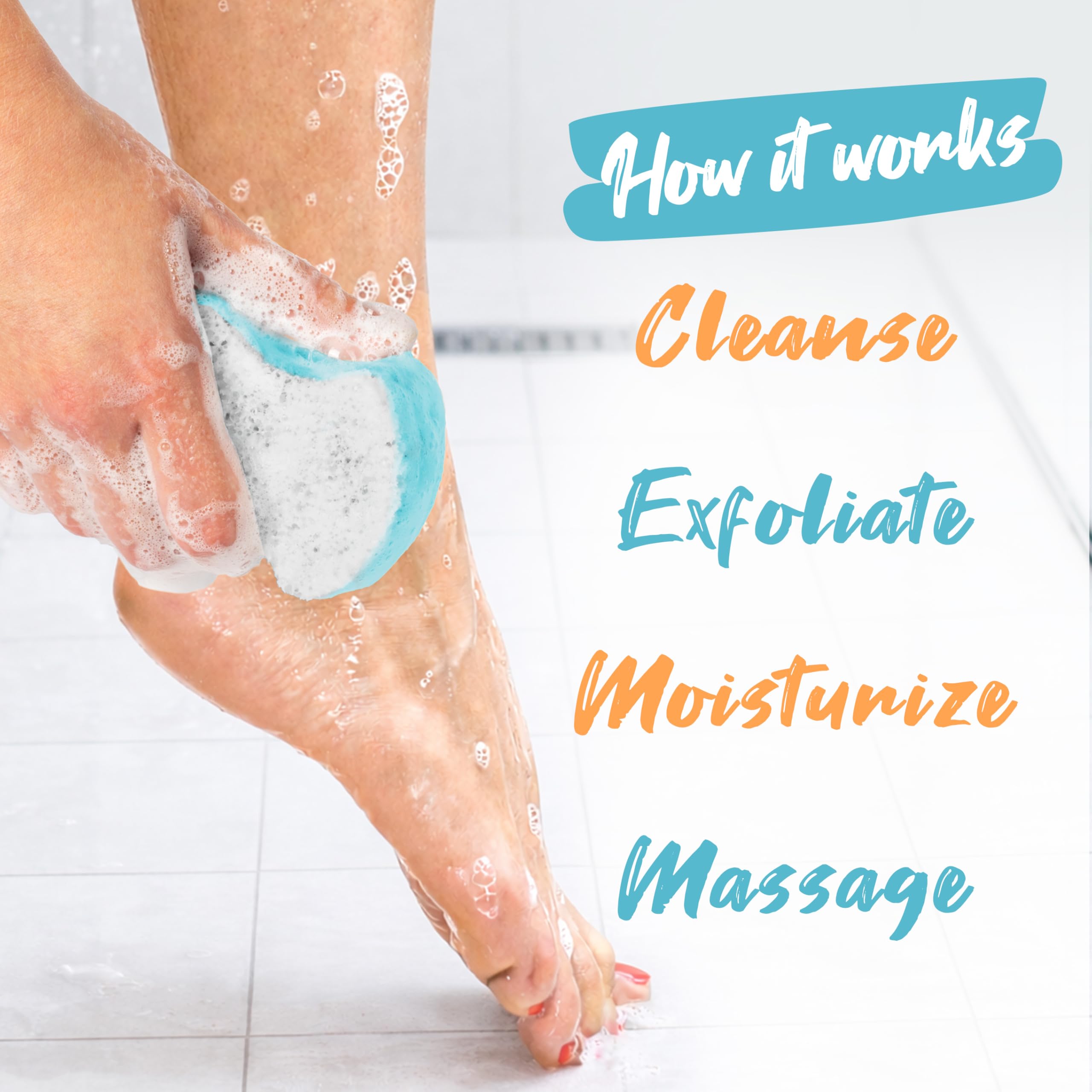 Pedi Scrub in use on heel showing gentle buffing and smoother skin result