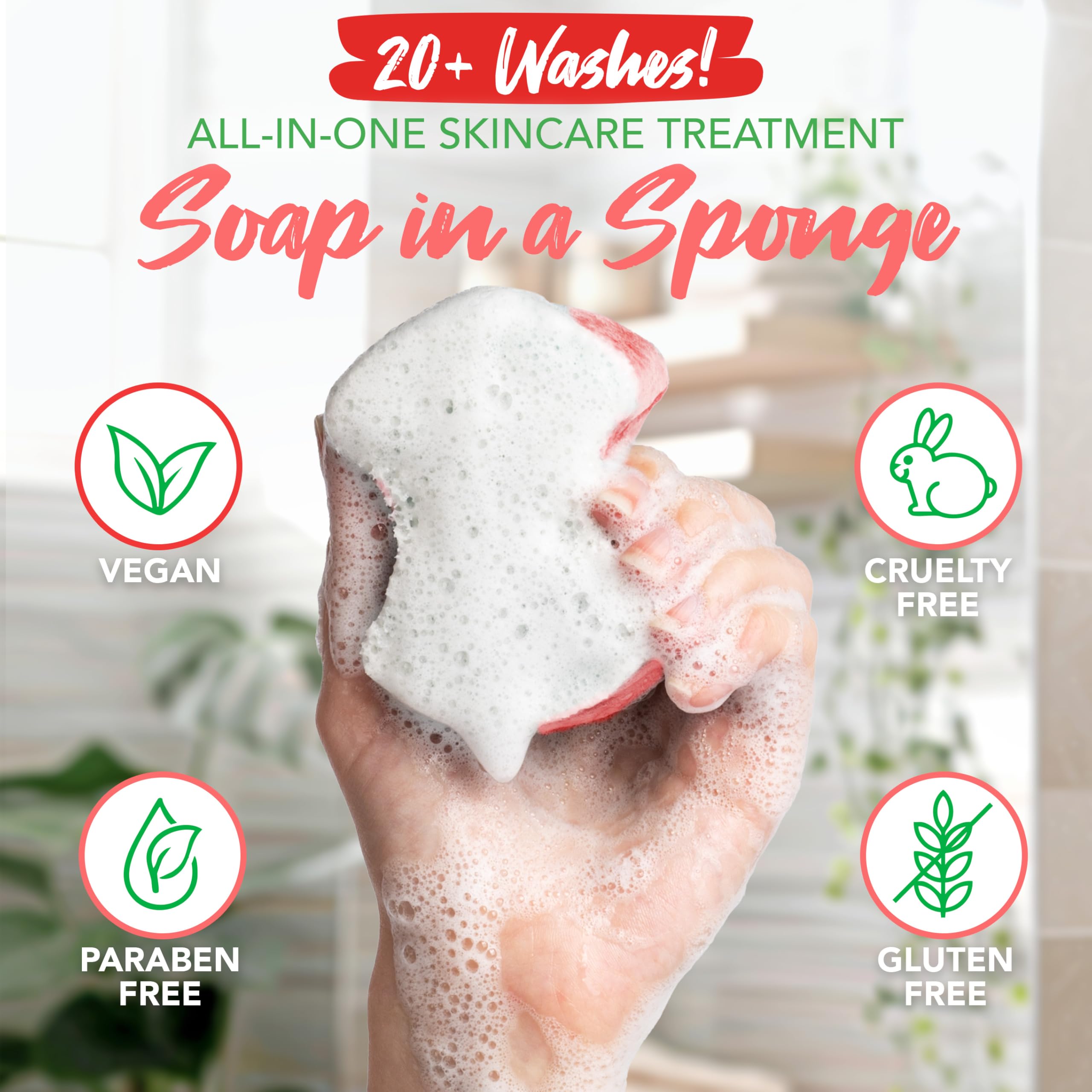 Spongeables generating foamy lather when squeezed for quick, built-in cleansing