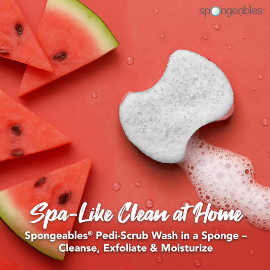 Spongeables close-up of dual-texture surface revealing exfoliating and soft sides for smoothing skin