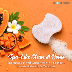 Spongeables Pedi Scrub close-up of dual-texture surface for exfoliation benefit