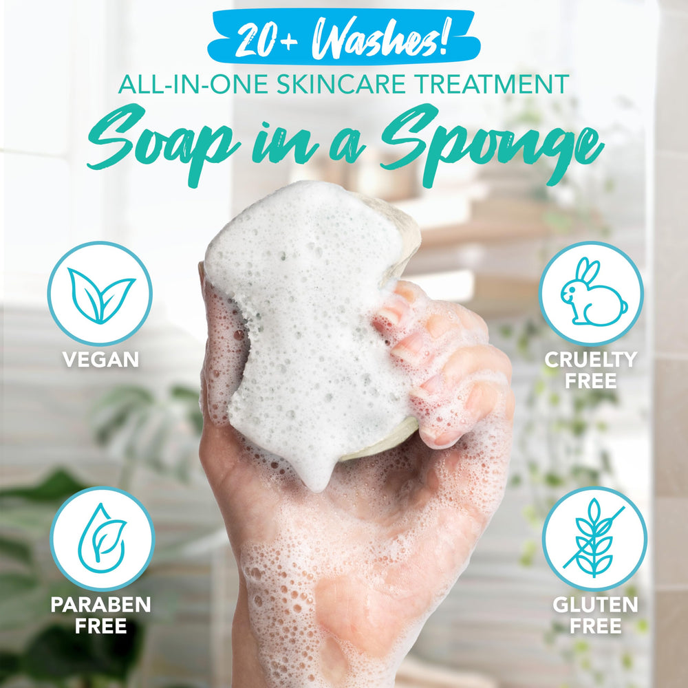 Spongeables smooth side detail providing gentle cleansing and hydration