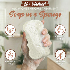Spongeables smooth side producing lather for moisturizing benefit
