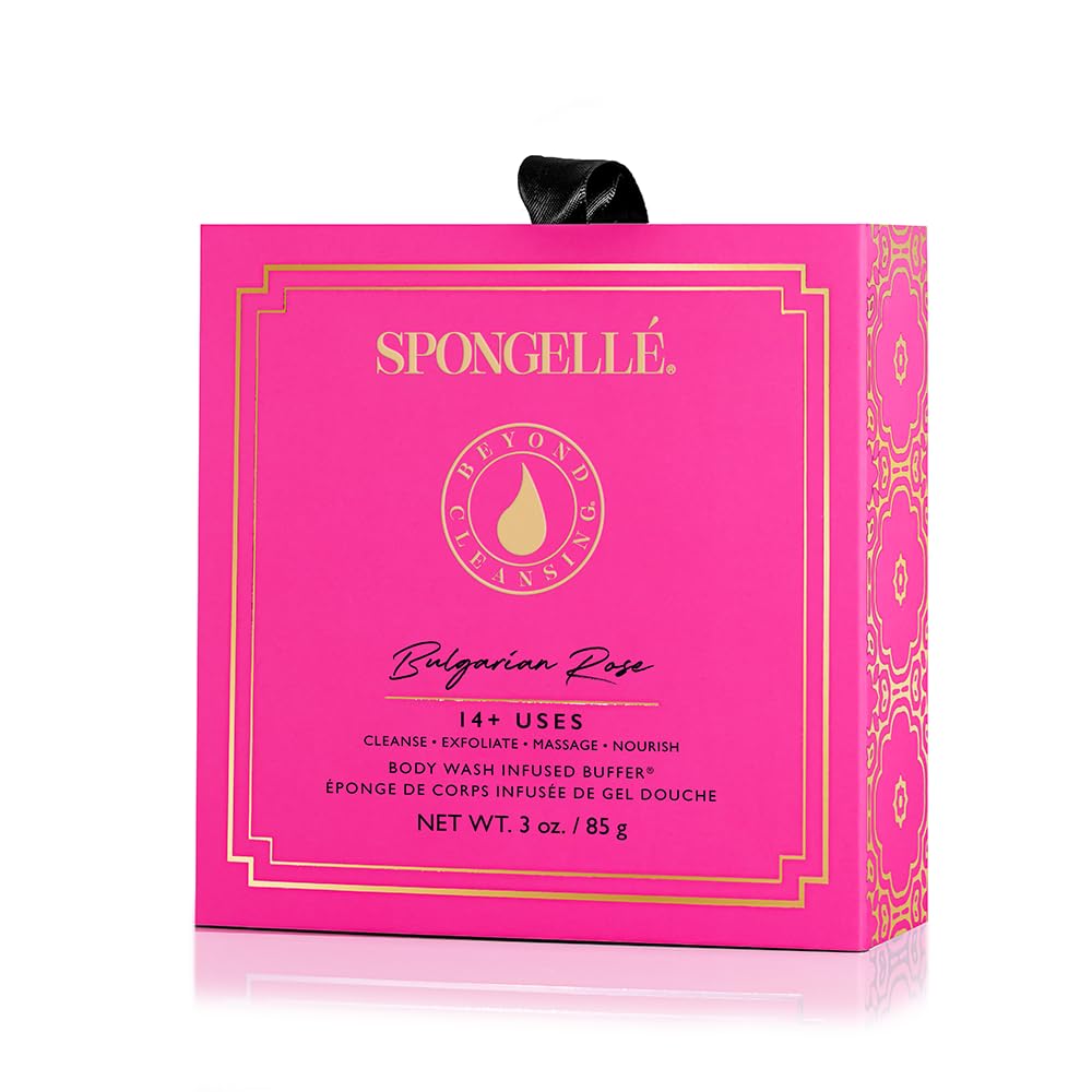 SPONGELLÉ sponge creating lather in shower delivering easy cleansing benefit