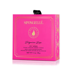 SPONGELLÉ sponge creating lather in shower delivering easy cleansing benefit