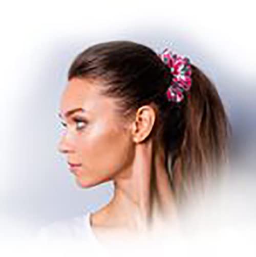 Spoontiques scrunchie worn in ponytail adding vintage charm and comfort