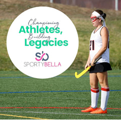 SPORTYBELLA ponytail secured with hair tie, demonstrating strong hold during play