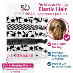 Infinity Collection close-up of soccer pattern on SportyBella ties, shows playful team design