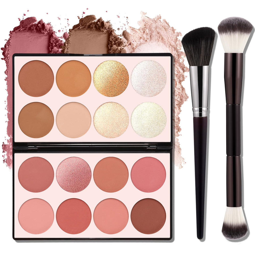 SPRINGSKY palette front view showing full 16-color selection and included brushes for versatile looks