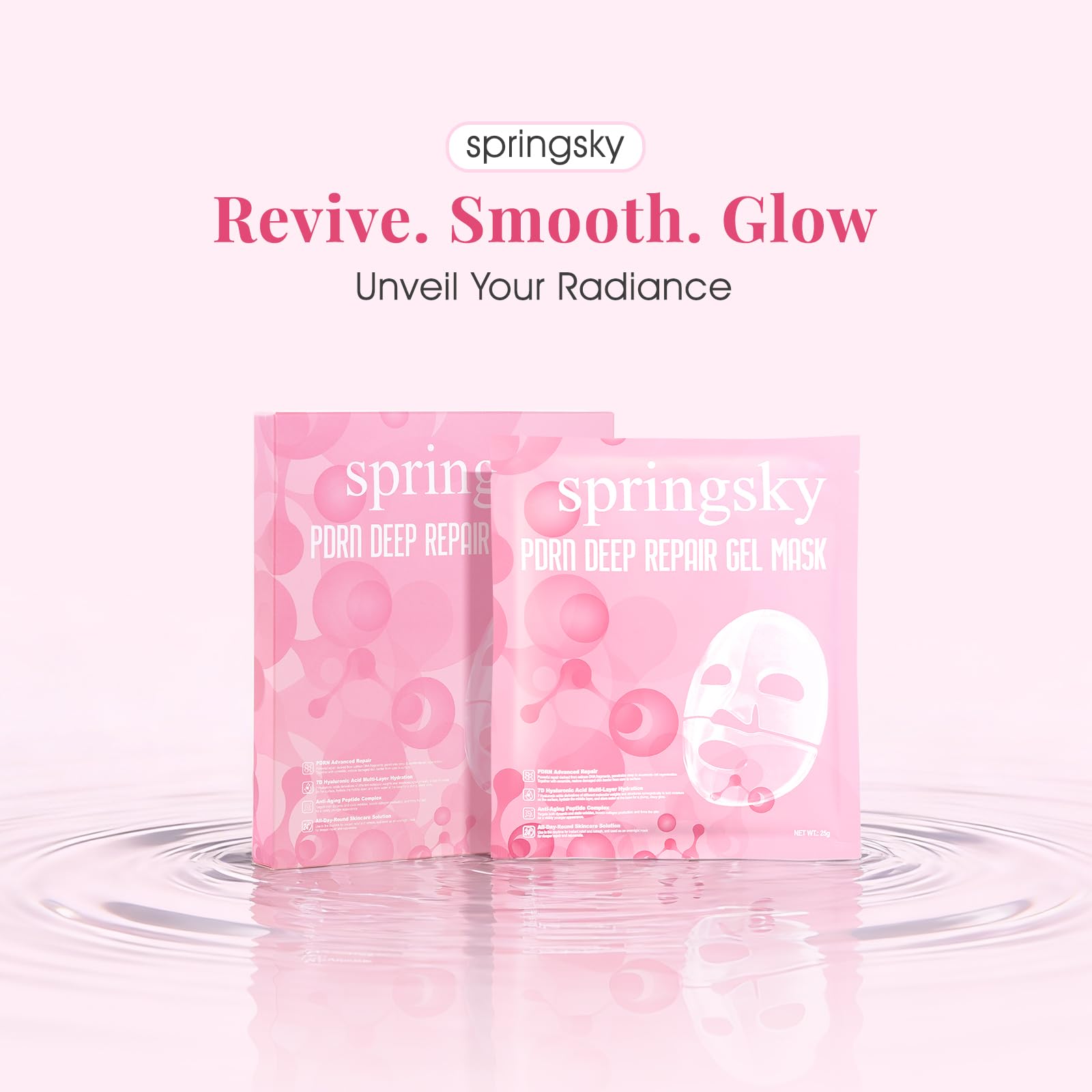 SPRINGSKY jar with gel on fingertip demonstrating rich hydration