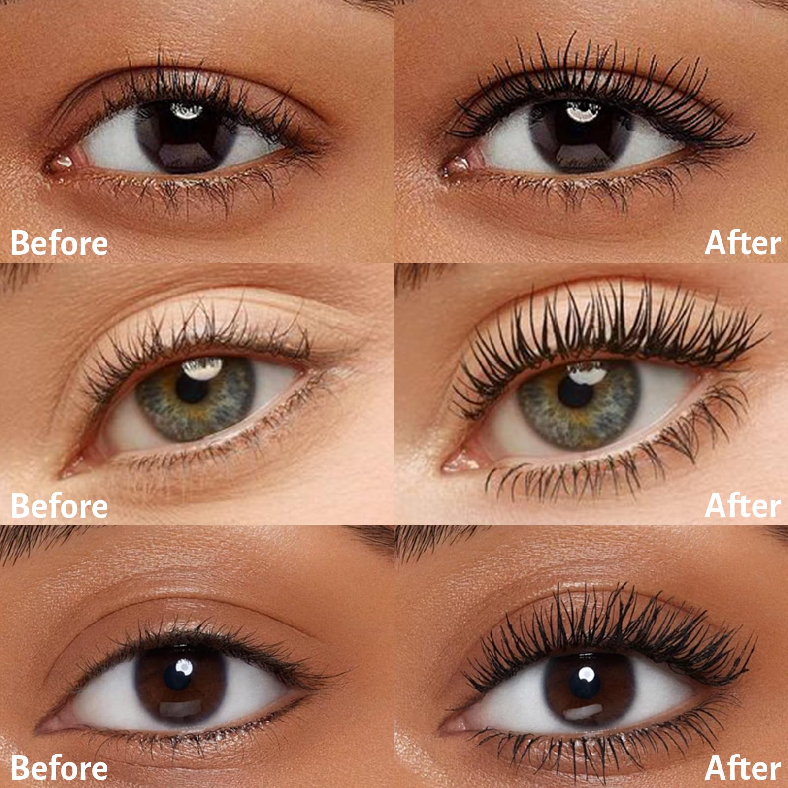 SPRINGSKY lashes before and after showing visible lift and thicker-looking lashes