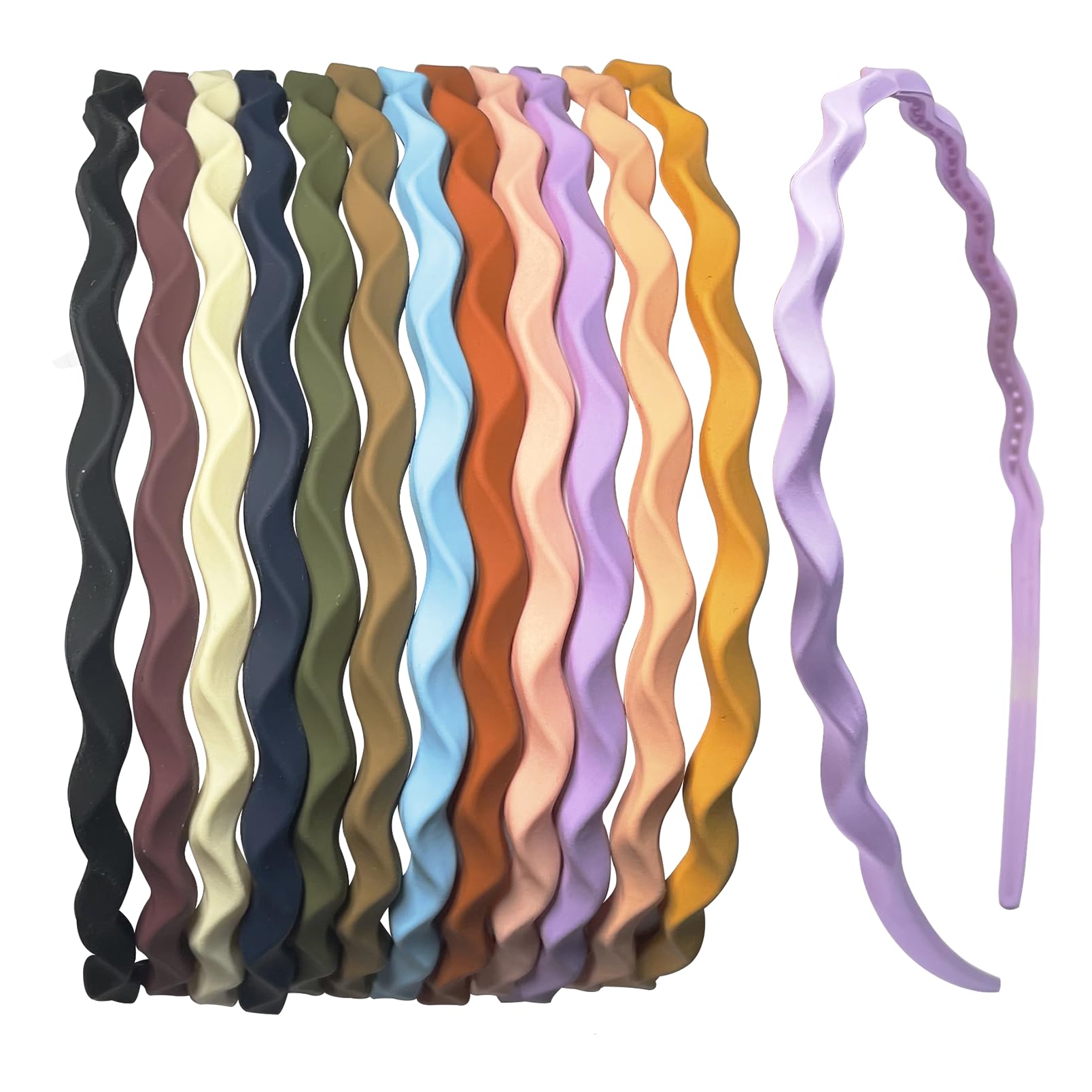 Springtime front view of full 12-piece headband set showing colorful assortment and neat packaging