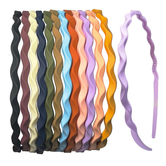 Springtime front view of full 12-piece headband set showing colorful assortment and neat packaging