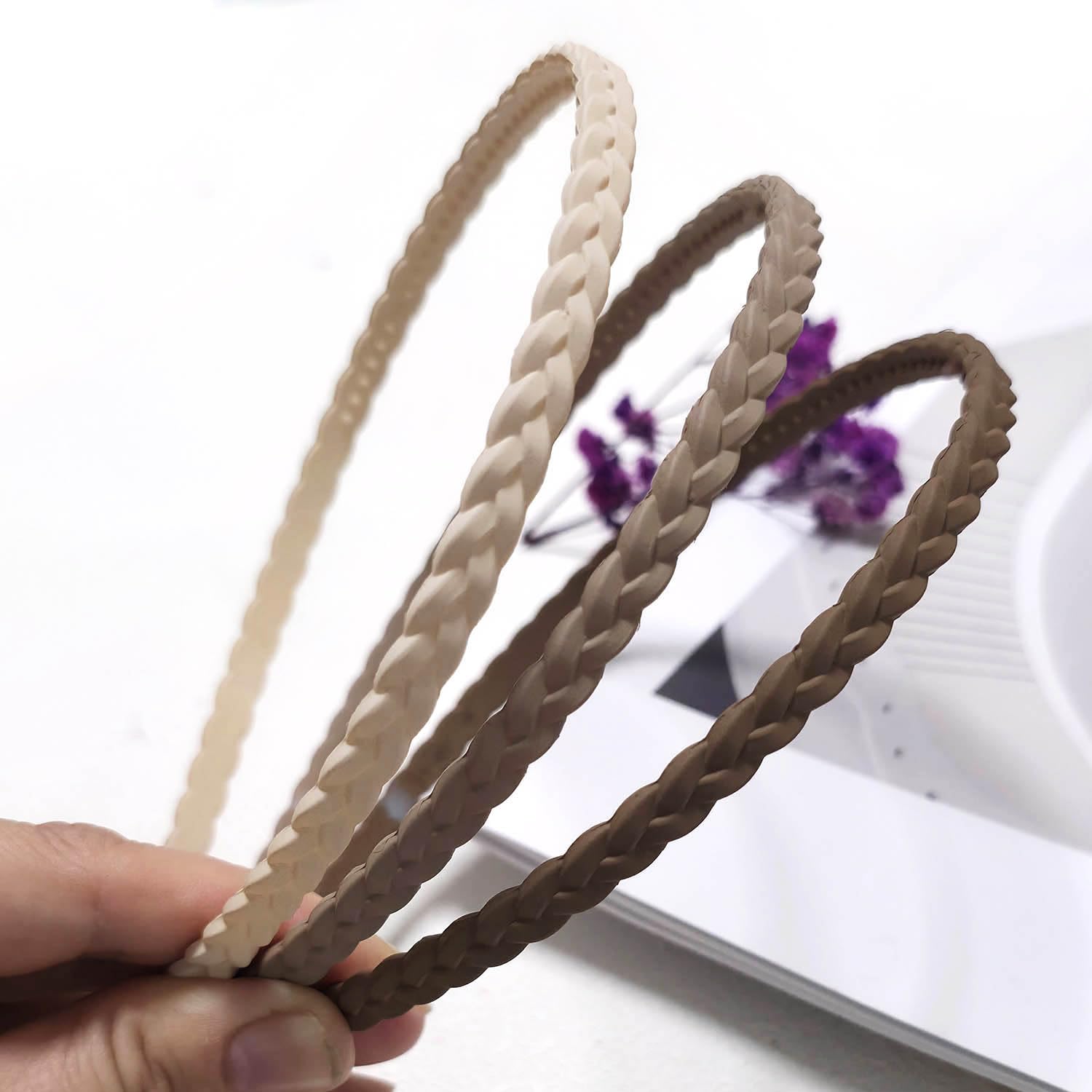 Springtime headbands in a bag showing travel-ready convenience