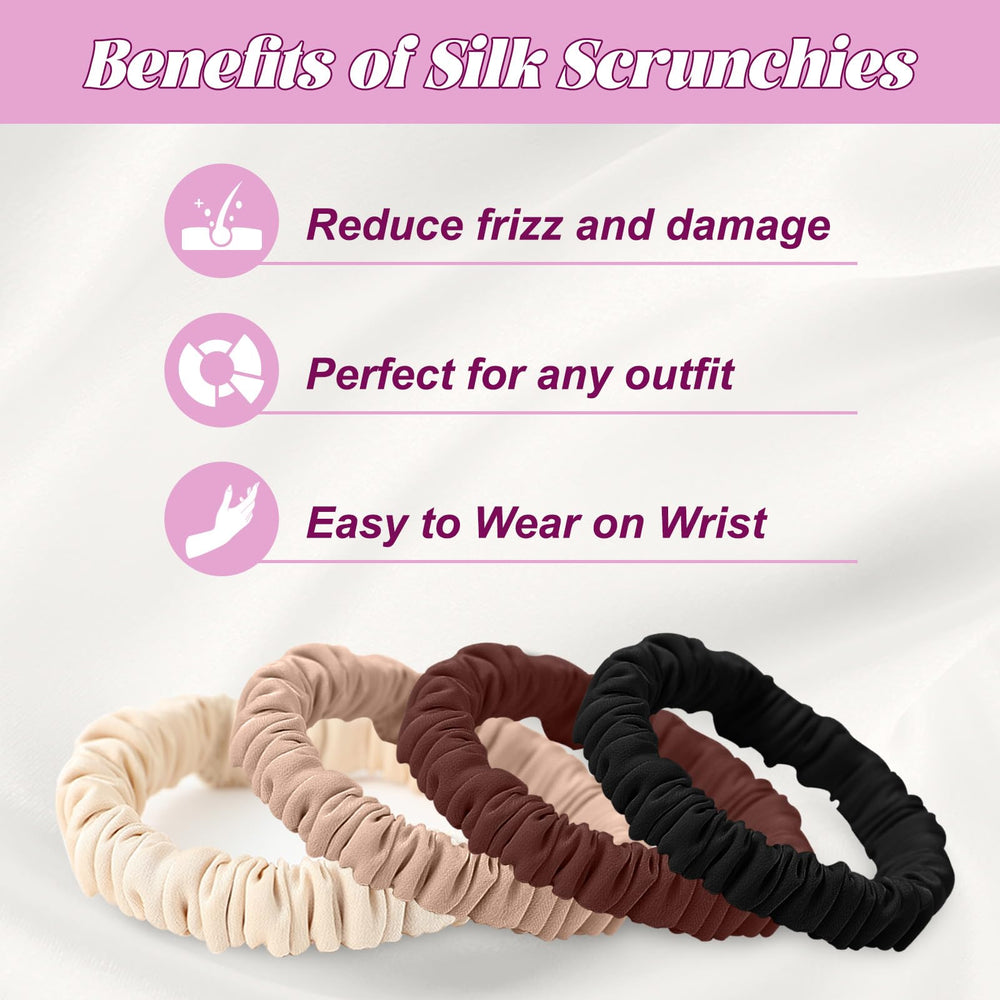 Srevela color comparison flatlay of black, choc brown, nude, champagne gold for styling versatility