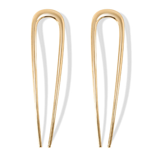 Srevela gold French pin front view showing slim profile and polished look for secure styling