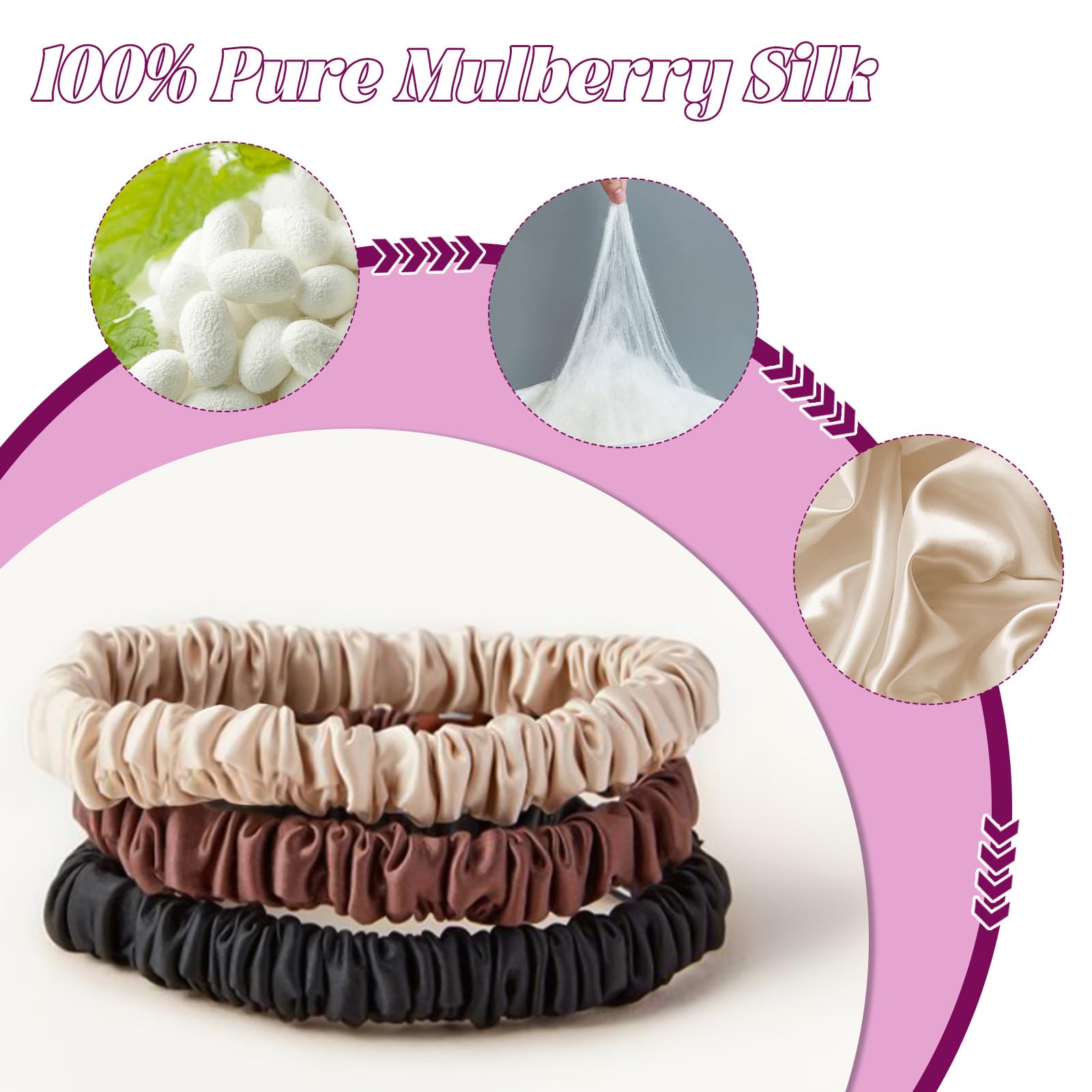 Srevela scrunchie securing a ponytail showing gentle hold and minimized creasing benefit