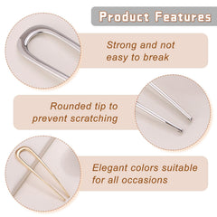 Srevela curved profile of U-shaped pin demonstrating secure hold for buns
