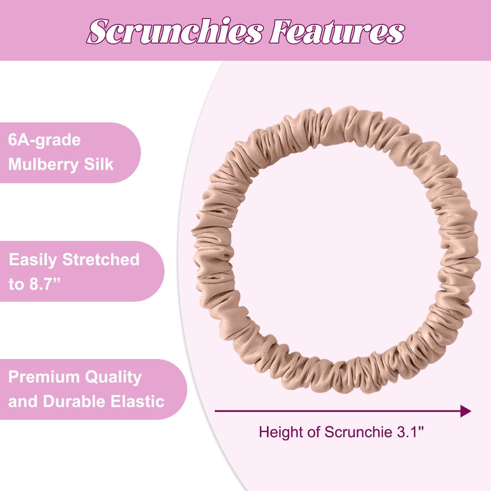 Srevela scrunchie worn in a ponytail demonstrating secure hold and reduced breakage
