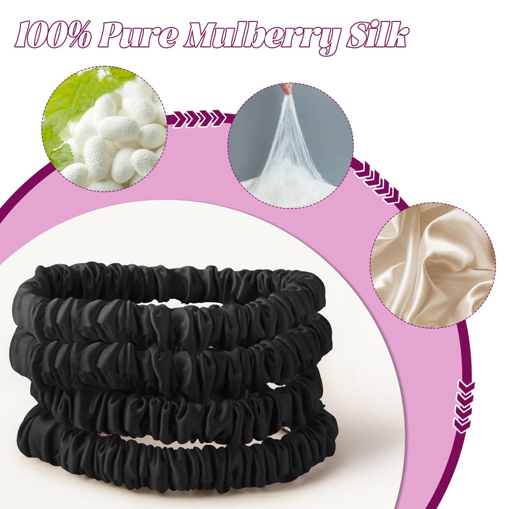 Srevela scrunchies beside a pillow illustrating gentle overnight hair protection