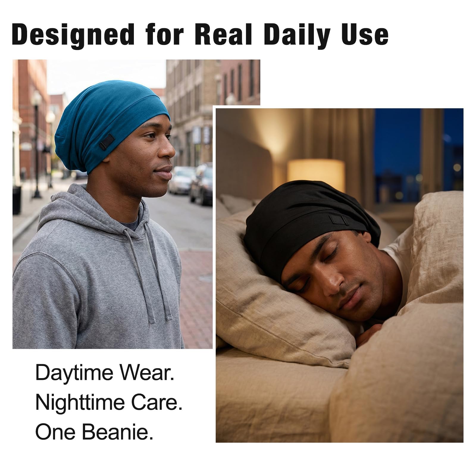 Srevela black and navy bonnets side-by-side offering choice and travel-ready convenience