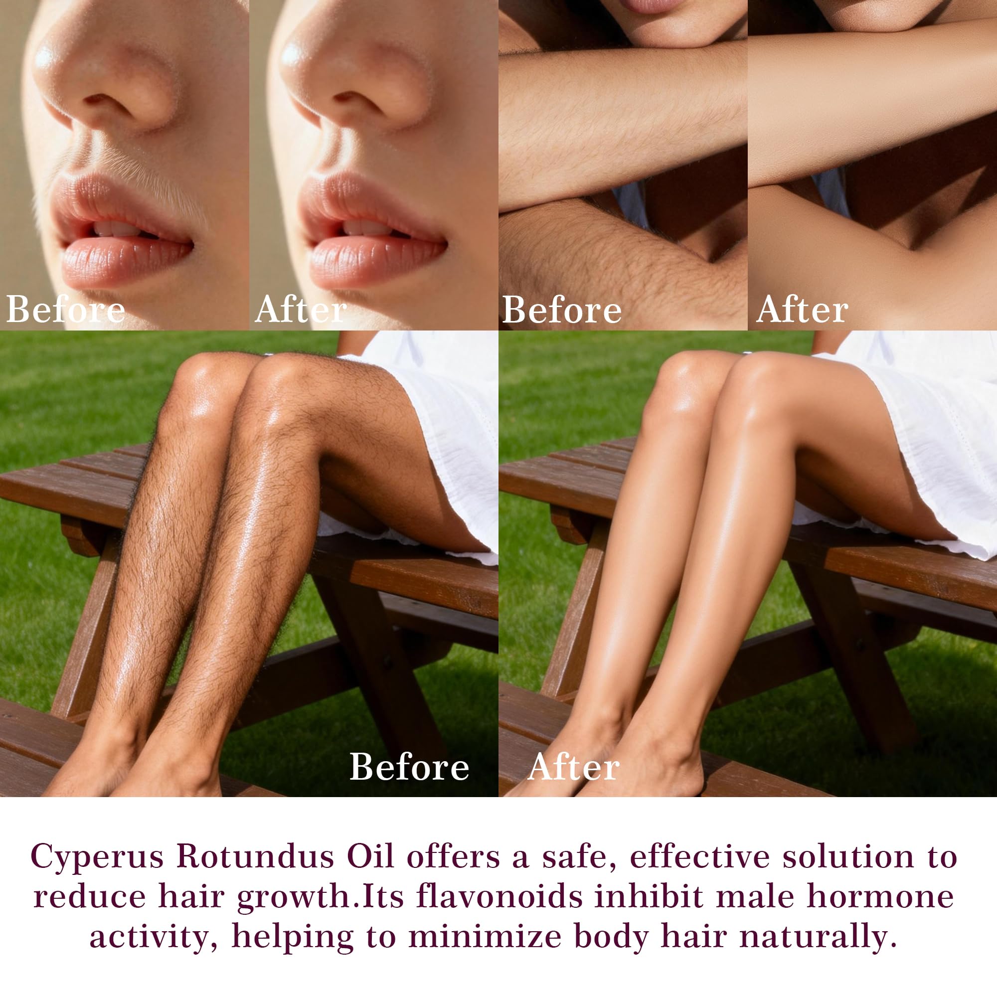 SRIOIO application on leg demonstrating massage technique to soothe skin and reduce regrowth