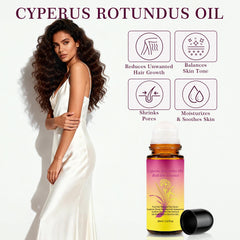 SRIOIO flatlay with Cyperus seeds and carrier oils showcasing natural formulation benefits