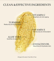 Srripo ingredients flatlay featuring turmeric and vitamin C benefits