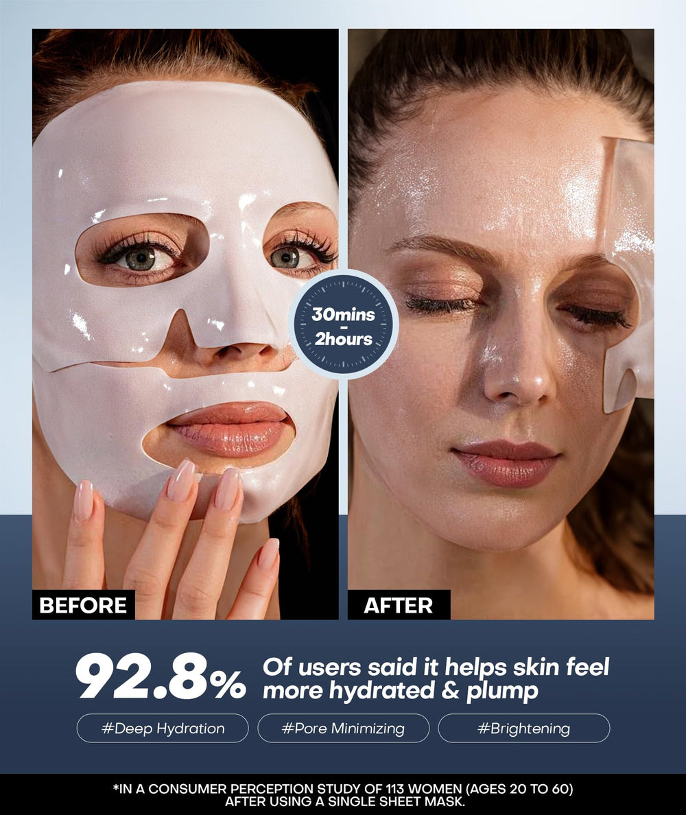 Srripo model wearing mask overnight for hydrated morning skin