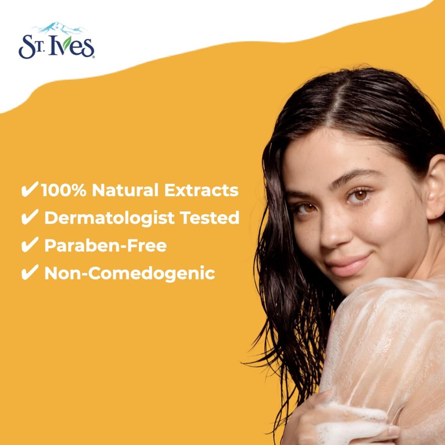 St. Ives close-up of wash texture and tiny exfoliant particles showing gentle smoothing action
