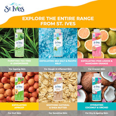 St. Ives next to common items to show 473ml scale for travel-friendly and long-lasting supply