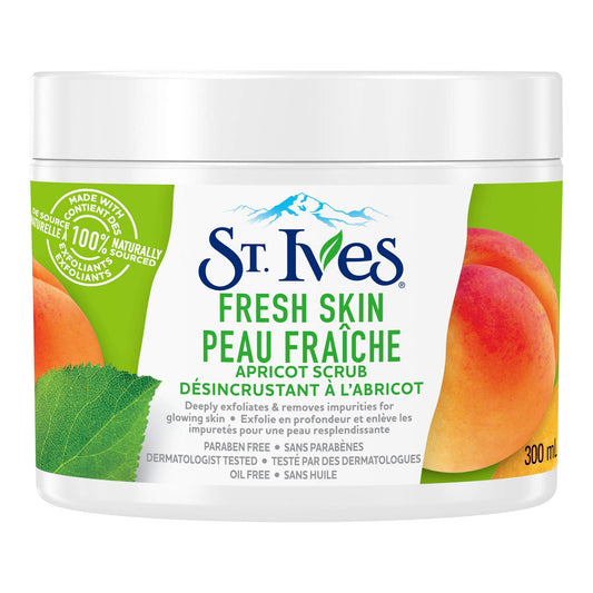 St. Ives front packaging showing apricot scrub for smooth skin