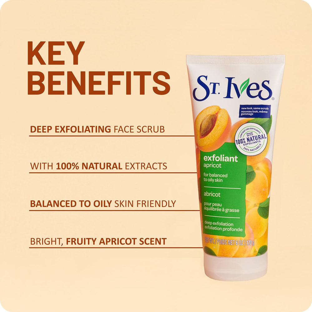 St. Ives ingredients label showing apricot extract and claims