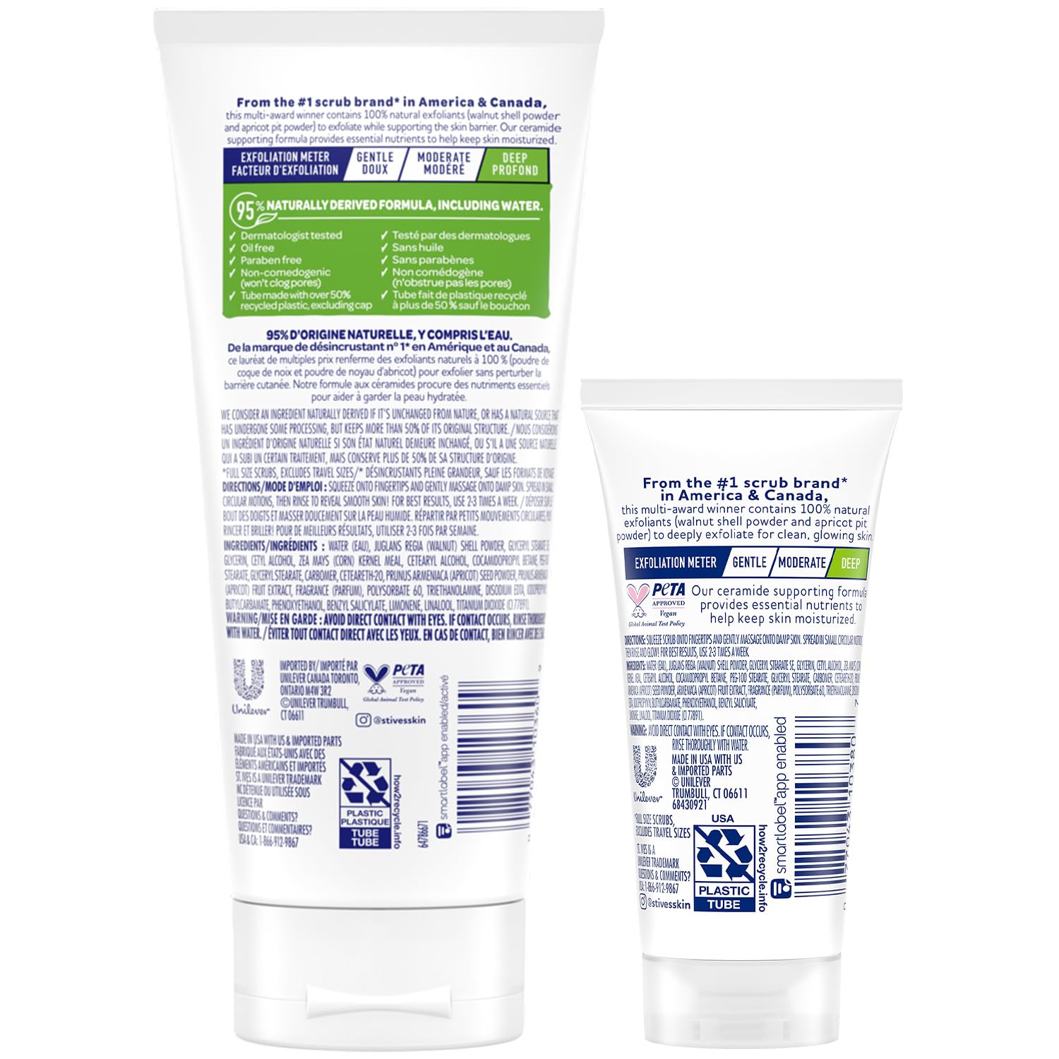 St. Ives travel tube beside full-size for easy portability