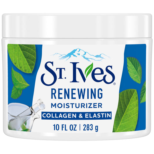 St. Ives jar front view showing collagen elastin moisturizer benefits