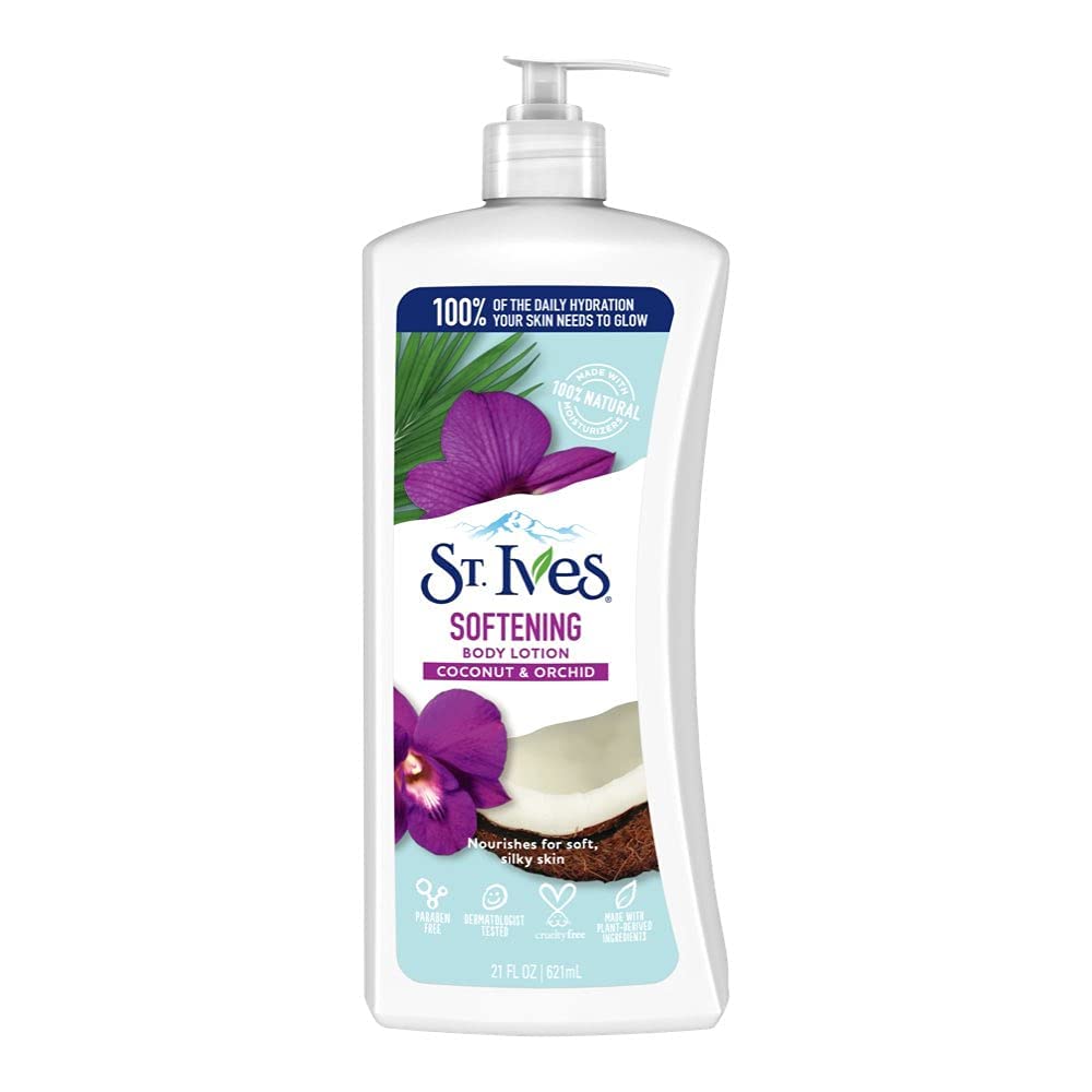 St. Ives front pump bottle showing product branding and benefits