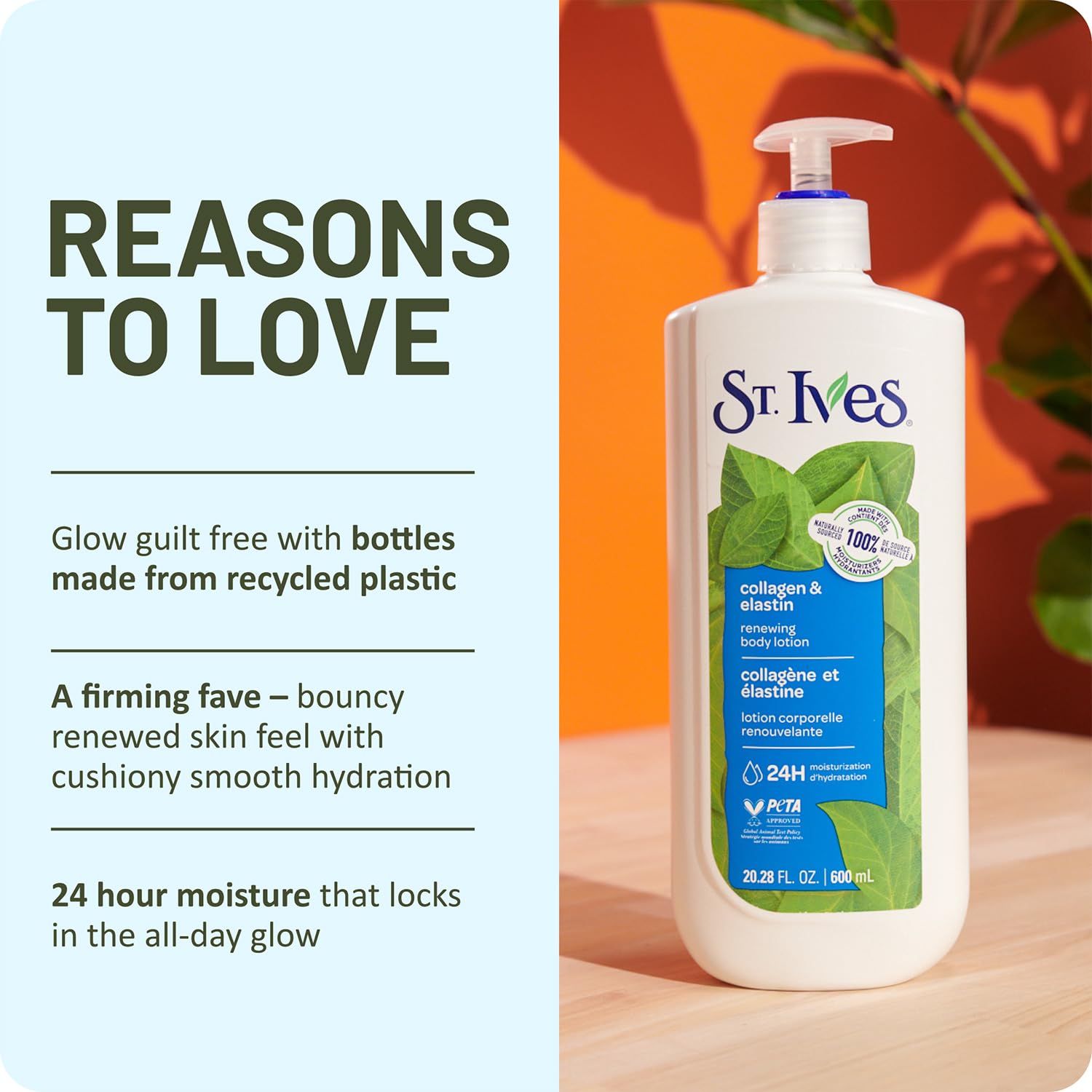 St. Ives plant-derived ingredients arranged to highlight natural hydration benefit