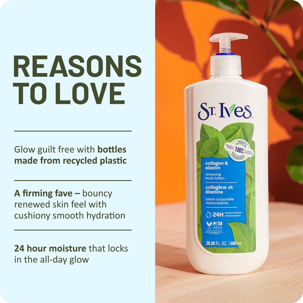 St. Ives plant-derived ingredients arranged to highlight natural hydration benefit