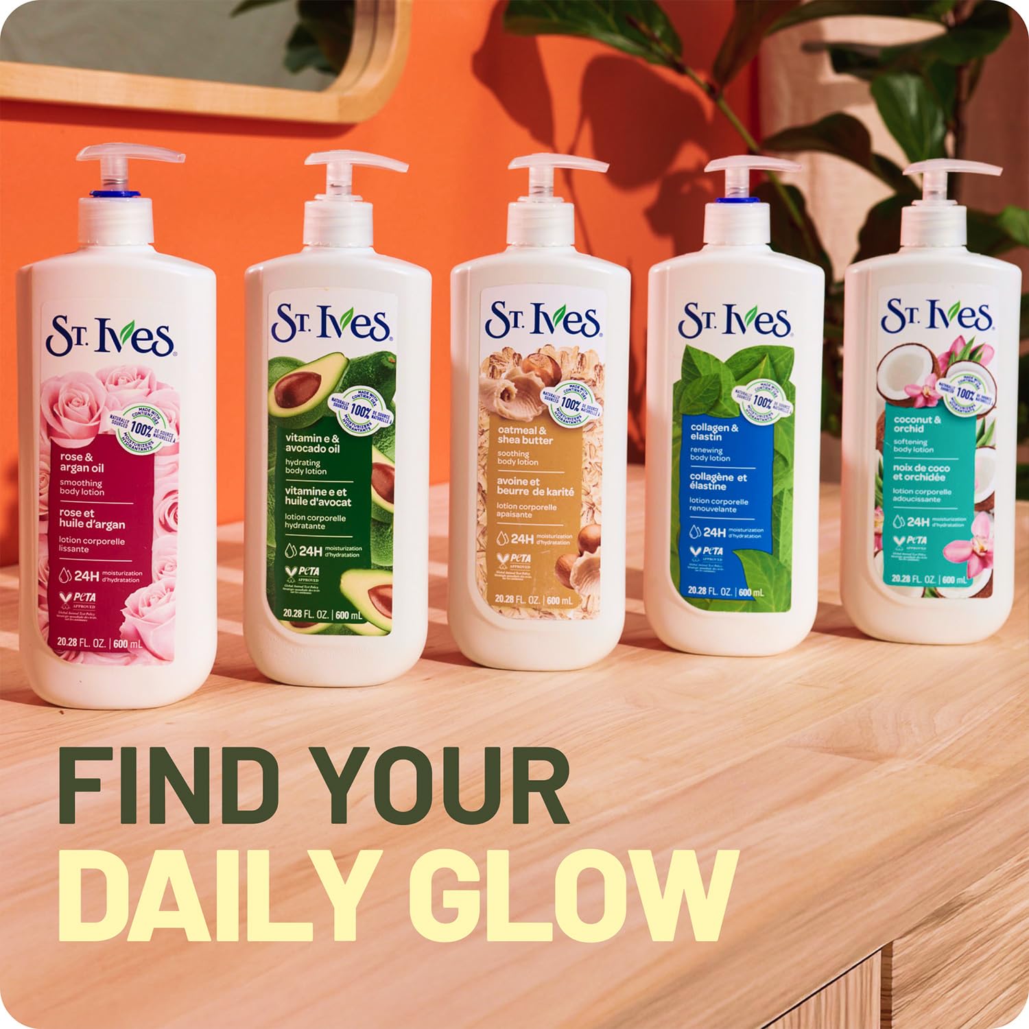 St. Ives on bathroom shelf in lifestyle setting showing daily routine benefit