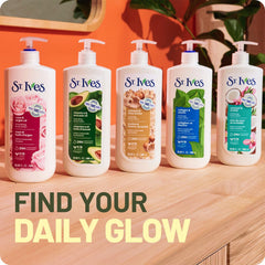 St. Ives on bathroom shelf in lifestyle setting showing daily routine benefit