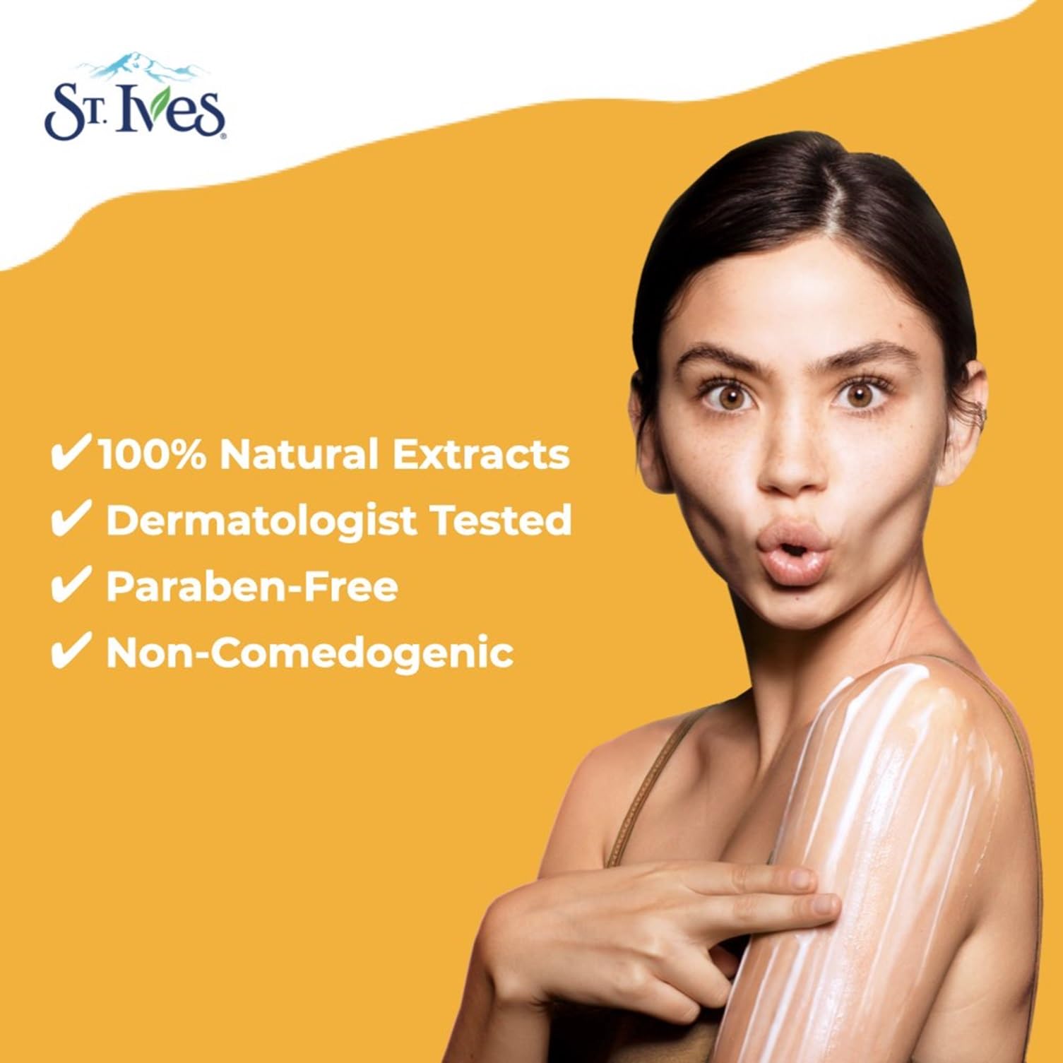 St. Ives lotion in hand application demonstrating smooth glide and hydration benefit