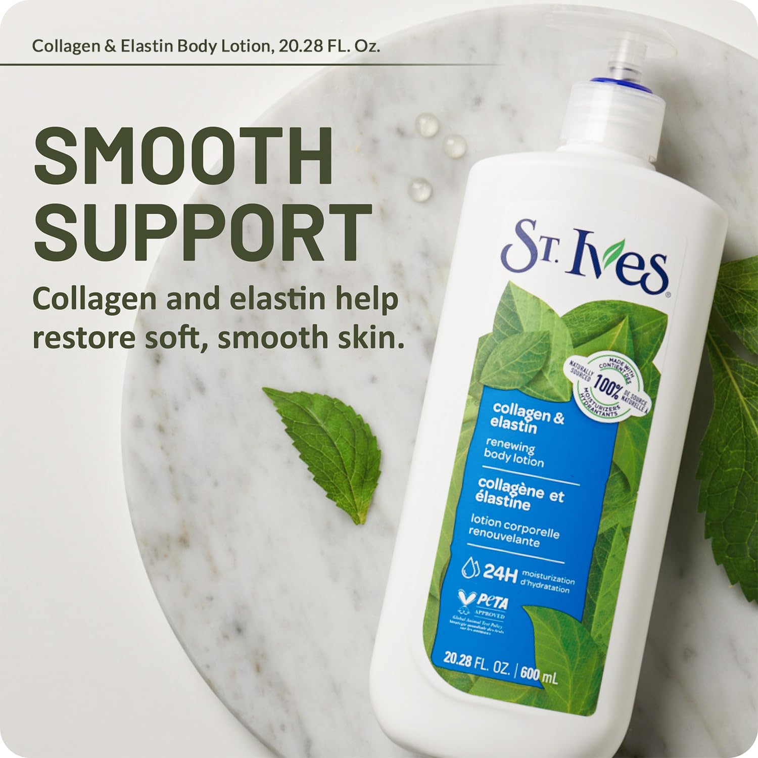 St. Ives lotion texture in palm revealing fast absorption benefit