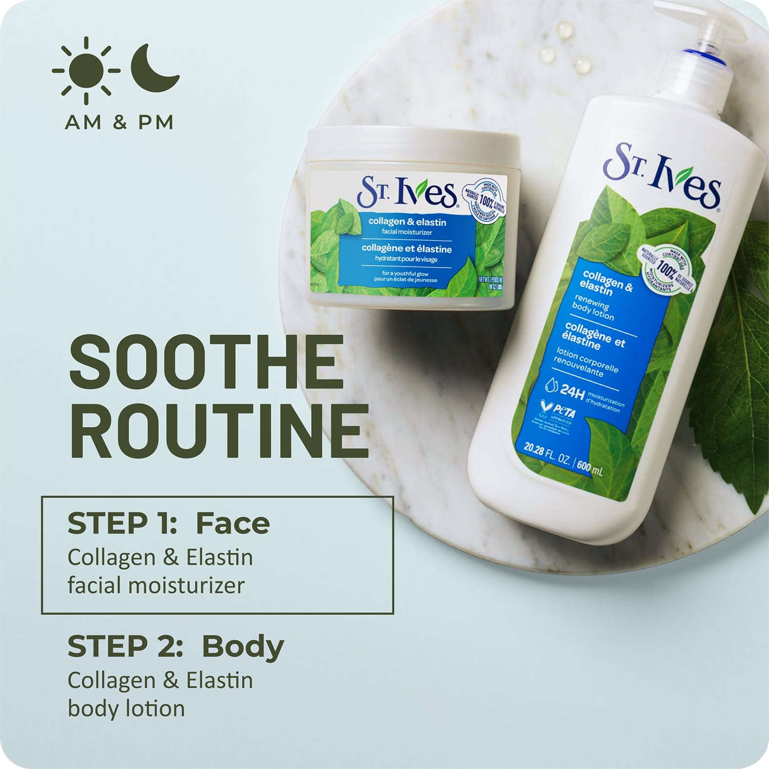 St. Ives nighttime bathroom shelf lifestyle showing routine convenience