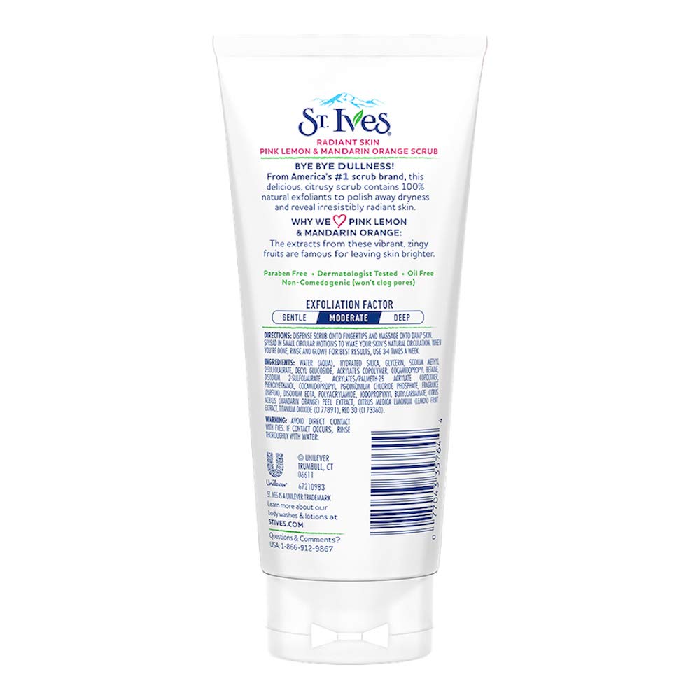 St. Ives scrub on hand demonstrating spreadable citrus formula for smooth skin
