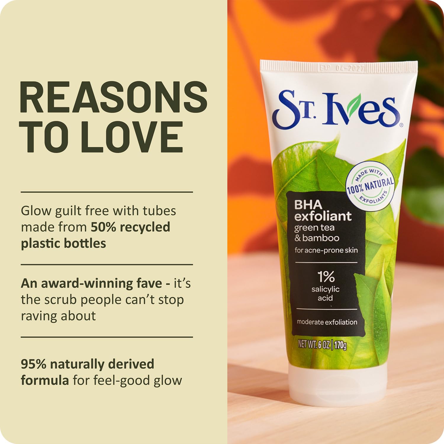 St. Ives 6 oz size comparison showing portable skincare convenience