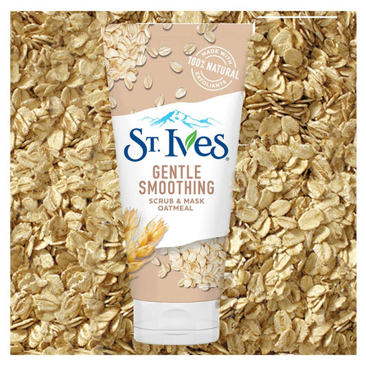 St. Ives closeup texture of oat scrub showing creamy exfoliant benefits