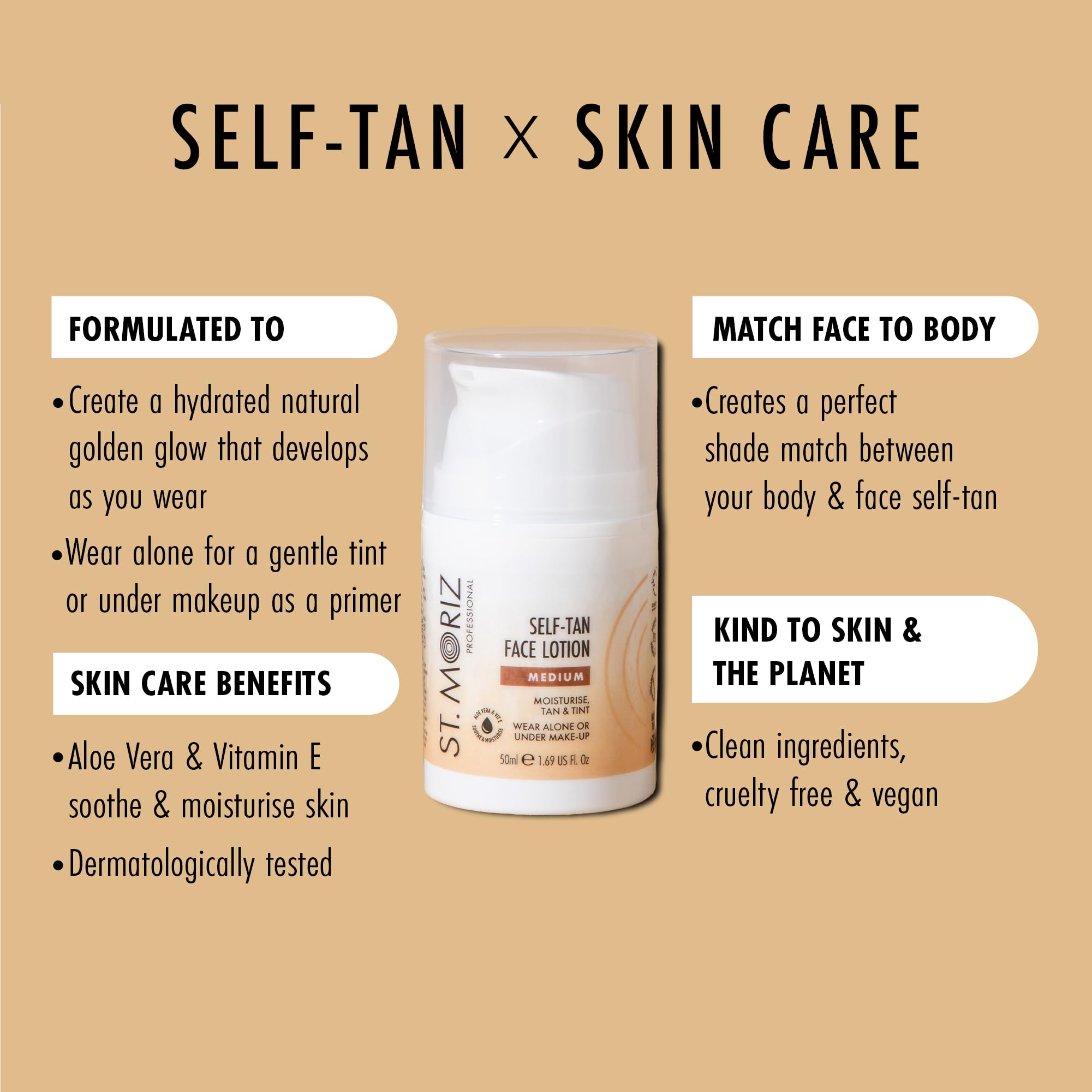 St Moriz face lotion pump close-up highlighting easy dispensing benefit
