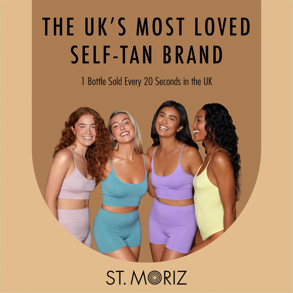 st. moriz product in a beach bag suggesting natural-looking bronze