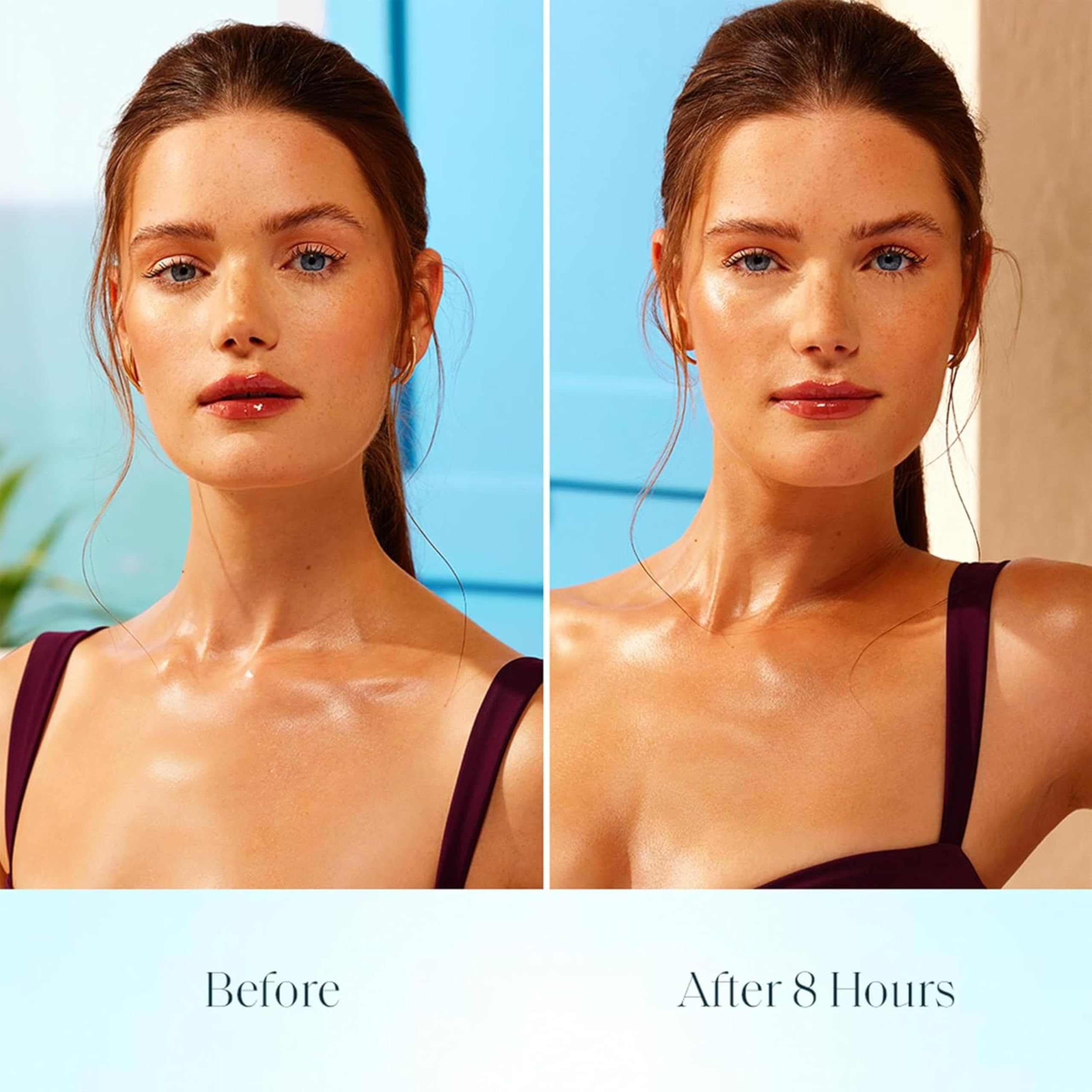 St.Tropez applied on model neck demonstrating natural sunkissed glow