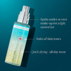 St.Tropez mist texture close-up highlighting lightweight, non-greasy finish
